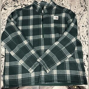 The North Face Dark Green Plaid 1/4 Zip